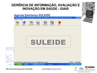 GERÊNCIA DE INFORMAÇÃO, AVALIAÇÃO E INOVAÇÃO EM SAÚDE - GIAIS Agenda Eletrônica SULEIDE 