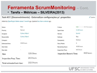 Ferramenta ScrumMonitoring – Cont.
• Tarefa – Métricas – SILVEIRA(2013)
 
