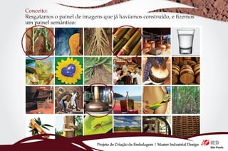 Conceito:
Resgatamos o painel de imagens que já havíamos construído, e fizemos
um painel semântico:




                            Projeto de Criação de Embalagem | Master Industrial Design
 