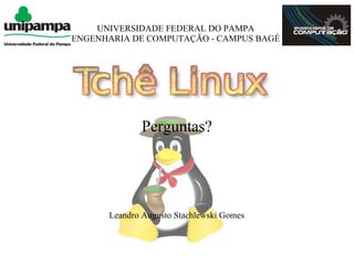 UNIVERSIDADE FEDERAL DO PAMPA
ENGENHARIA DE COMPUTAÇÃO - CAMPUS BAGÉ




             Perguntas?




      Leandro Augusto Stachlewski Gomes
 