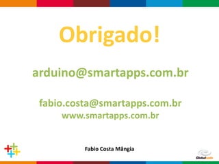 Globalcode – Open4education
Obrigado!
arduino@smartapps.com.br
fabio.costa@smartapps.com.br
www.smartapps.com.br
Fabio Costa Mângia
 