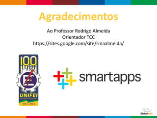 Globalcode – Open4education
Agradecimentos
Ao Professor Rodrigo Almeida
Orientador TCC
https://sites.google.com/site/rmaalmeida/
 
