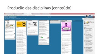 Produção das disciplinas (conteúdo)  