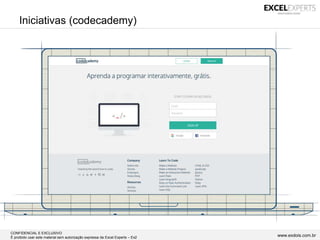 CONFIDENCIAL E EXCLUSIVO
É proibido usar este material sem autorização expressa da Excel Experts – Ex2 www.exdois.com.br
Iniciativas (codecademy)
 