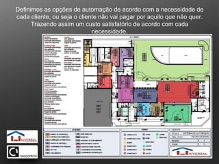 Permite que o profissional possa criar e integrar muito mais ao seu serviço.Surge a valorização do projeto luminotécnico, de móveis, equipamentos de áudio e vídeo, segurança, automação residencial etc.Gerando mais conforto e sofisticação para o ambiente automatizado.Possibilidades de Projetos