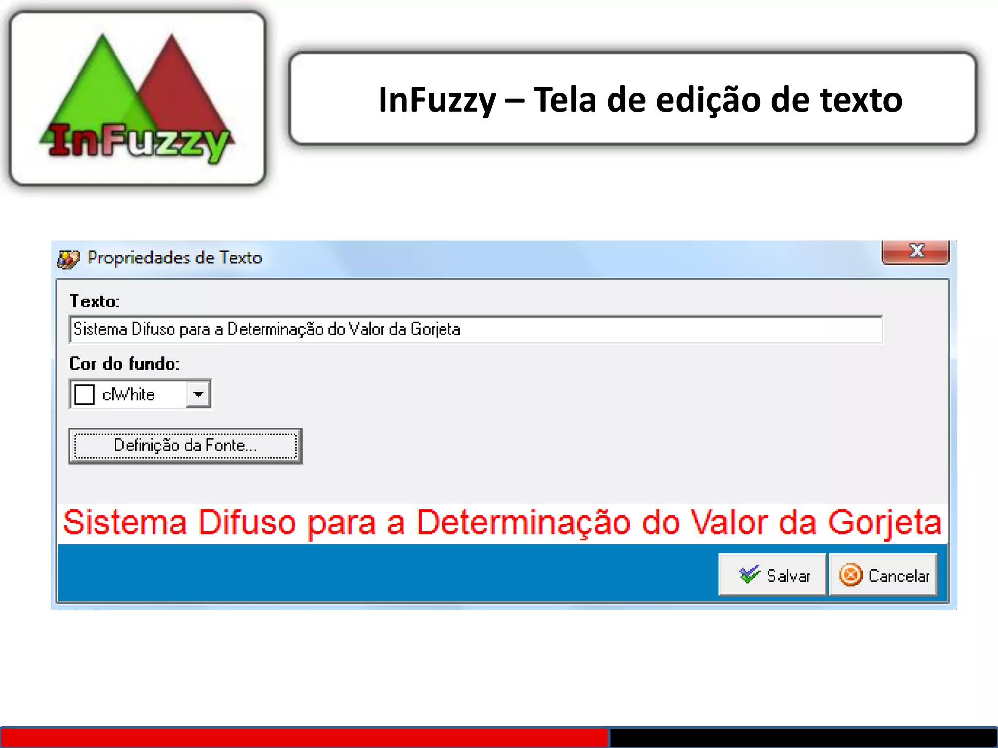InFuzzy – Tela de edição de texto
 