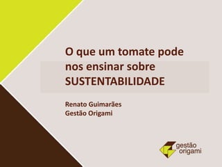 O que um tomate pode
nos ensinar sobre
SUSTENTABILIDADE
Renato Guimarães
Gestão Origami
 
