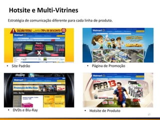 Hotsite e Multi-Vitrines
Estratégia de comunicação diferente para cada linha de produto.




• Site Padrão                                  • Página de Promoção




• DVDs e Blu-Ray                              • Hotsite de Produto
                                                                      17
 