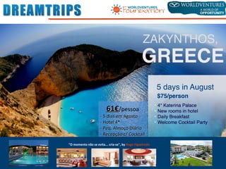 61€61€/pessoa
- 5 dias em Agosto- 5 dias em Agosto
- Hotel 4*- Hotel 4*
- Peq. Almoço Diário- Peq. Almoço Diário
- Recepção c/ Cocktail- Recepção c/ Cocktail
"O momento não se evita... cria-se", by Hugo Figueiredo
 