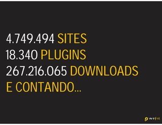 4.749.494 SITES
18.340 PLUGINS
267.216.065 DOWNLOADS
E CONTANDO…
 