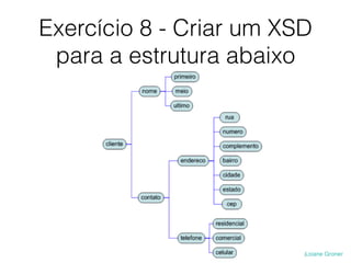 Exercício 8 - Criar um XSD
para a estrutura abaixo
 