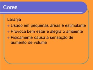 Fundo ‐ Bom
• Use fundos como este aqui que são atractivos
  mas simples
• Use fundos leves
• Use o mesmo fundo ao longo de sua
  apresentação


 Nos diapositivos seguintes iremos ver alguns
      exemplos de utilização das cores.
 