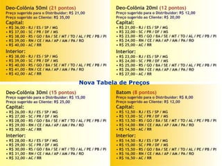 Nova Tabela de Preços 