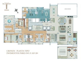 CRONOS - PLANTA TIPO
PAVIMENTOS PARES dO 2º AO 20º
 