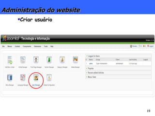Administração do website Criar usuário 