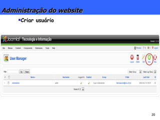 Administração do website Criar usuário 