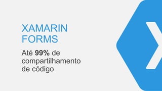 XAMARIN
FORMS
Até 99% de
compartilhamento
de código
 