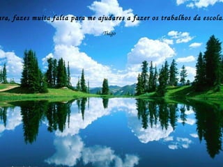Sara, fazes muita falta para me ajudares a fazer os trabalhos da escola. Tiago 