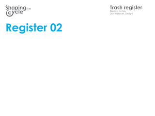 the       TrashLixo
              Registro do
                          register
              Dont descart, Design!




Register 02
 