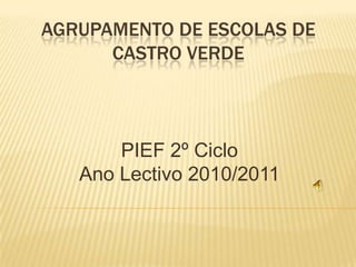 Agrupamento de Escolas de Castro Verde PIEF 2º Ciclo Ano Lectivo 2010/2011 