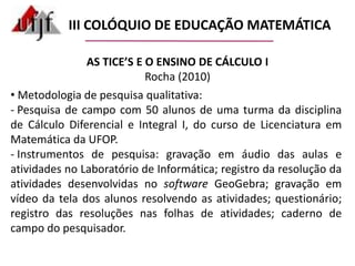  Utilização de TICE’s na Educação Matemática.