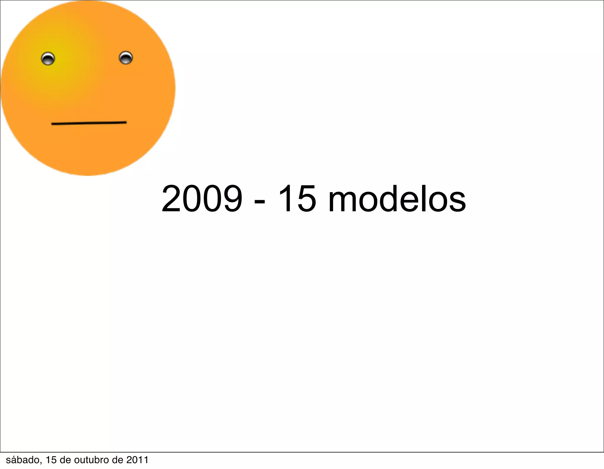 2009 - 15 modelos




sábado, 15 de outubro de 2011
 
