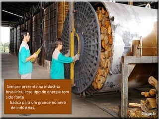 Sempre presente na indústria
brasileira, esse tipo de energia tem
sido fonte
   básica para um grande número
   de indústrias.
 