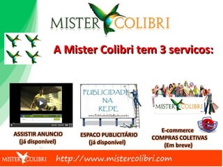 A Mister Colibri tem 3 servicos:
 