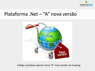 Plataforma .Net – “A” nova versão




     Código complexo apenas torna “A” nova versão um looping.
 