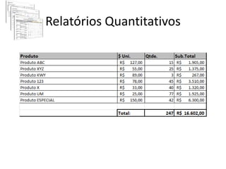 Relatórios Quantitativos
 