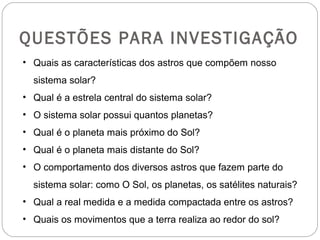 Projeto - Sistema solar em escala reduzida