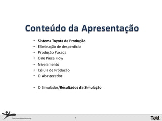 Conteúdo da ApresentaçãoSistema Toyota de ProduçãoEliminação de desperdício