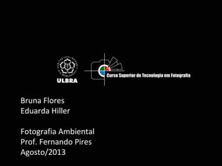 Bruna Flores
Eduarda Hiller
Fotografia Ambiental
Prof. Fernando Pires
Agosto/2013
 