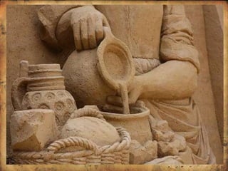 Escultura em areia inspirada na pintura de
Vermeer.
 