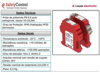 Dados Técnicos 
-Feita de poliamida PA 6.6 auto 
extinguível, classe V0 (UL94) 
-Grau de Proteção: IP40 (habitação) IP20 
(terminais) 
Dados Gerais 
-Temperatura ambiente: -25°C...+55ºC 
-Resistência mecânica: >10 milhões de 
operações 
-Resistência elétrica: >100.000 operações 
-Grau de poluição: fora 3, dentro 2 
-Impulso nominal com tensão de suporte 
(Uimp): 4kV 
-Tensão nominal de isolamento (Ui):250 V 
-Peso: 0,3 Kg 
 
