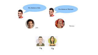 Ele Ela
Ele chama-se João.
Ela chama-se Mariana.
João
Mariana
 