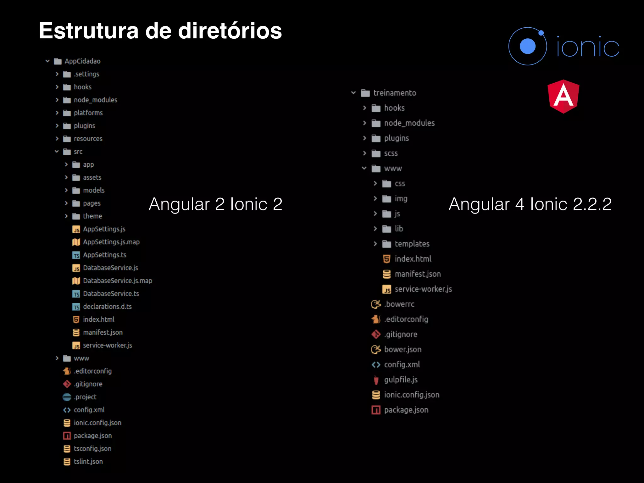 Estrutura de diretórios Angular 2 Ionic 2 Angular 4 Ionic 2.2.2 