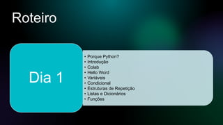 Apresentação - Minicurso de Introdução a Python, Data Science e Machine ...