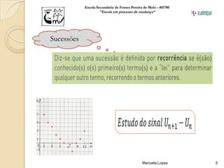 Escola Secundária de Fontes Pereira de Melo - 401780
                    "Escola em processo de mudança“




Sucessões




                                               Manuela Lopes       5
 