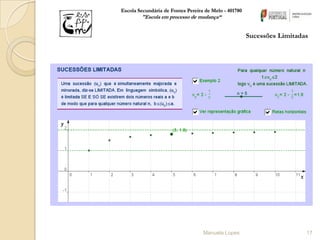 Escola Secundária de Fontes Pereira de Melo - 401780
        "Escola em processo de mudança“


                                                       Sucessões Limitadas




                                   Manuela Lopes                         17
 