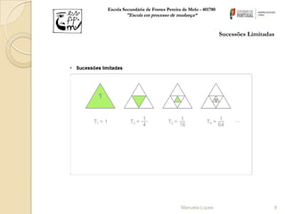Escola Secundária de Fontes Pereira de Melo - 401780
        "Escola em processo de mudança“


                                                       Sucessões Limitadas




                                   Manuela Lopes                         8
 