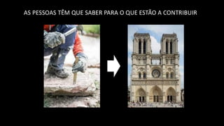 AS PESSOAS TÊM QUE SABER PARA O QUE ESTÃO A CONTRIBUIR
 