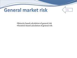 Voltar 
•Maturity based calculation of general risk 
•Duration-based calculation of general risk 
 