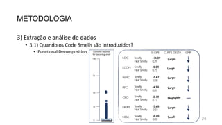 METODOLOGIA
3) Extração e análise de dados
• 3.1) Quando os Code Smells são introduzidos?
• Functional Decomposition
24
 