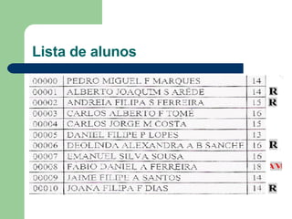 Lista de alunos 