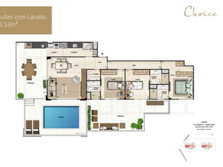 Suítes com Lavabo
1,53m²
 