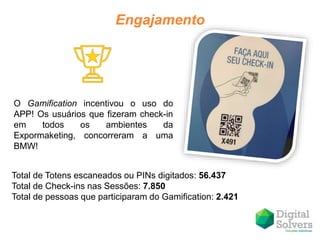 Saiba como os usuários estão interagindo...
1.264 Mensagens
trocadas entre os usuários
11.207 Fotos
compartilhadas
7.869 Tweets
enviados pelo APP
 