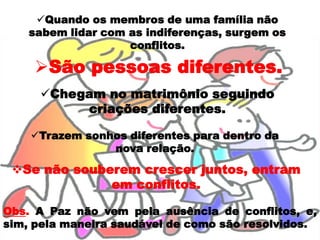 Foi criada e selada por Deus desde o inicio da Criação e continua valendo até hoje.Quando os membros de uma família não sabem lidar com as indiferenças, surgem os conflitos.