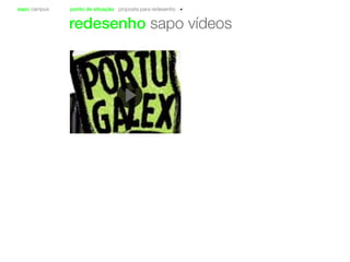 sapo campus ponto de situação proposta para redesenho
redesenho sapo vídeos
 
