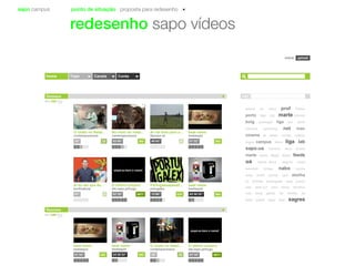 sapo campus ponto de situação proposta para redesenho
redesenho sapo vídeos
Contahome Tops Canais
tags
uploadentrar
Destaque
O chato no Natal...
contemporaneos
2335”
No meio do nada...
contemporaneos
36003’40”
Ai vai bola para o...
ftpsxpo zé
440’43” 360
beat name
beataspot
01’32”
Ai eu sei que és...
benficabola
01”
Portugaaaaaaaall...
potugalex
560
beat name
beataspot
1
O último suspiro
lab.sapo.pt/hugo
01’10” 8871 13’00” 430 03’30’33”
aaeua pc sexy prof filmes
porto liga cfp marte reitorai
bolg portugal liga um xbox
música sporting net mac
cinema pt saber contar videos
jogos campus deca liga lab
sapo.ua reitoria isca brasil
marte porto degei aiopá feeds
ua marte deca sagres esad
setubal braga nabo carne
auto solid portal cpd abelha
tu tomate português iseg junior
asb web 2.0 rato fonix benfica
cad beat gatos lei direito zé
bola aveiro sapo mac sagres
Recentes
360
beat name
beataspot
01’32”
O último suspiro
lab.sapo.pt/hugo
01’10” 8871560
beat name
beataspot
03’30’33”
O chato no Natal...
contemporaneos
2335”
 